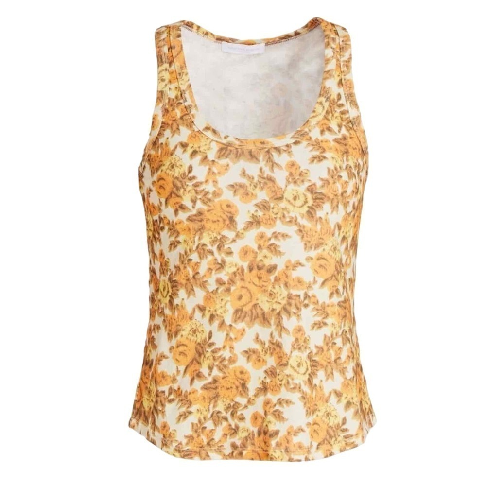 Jonathan Simkhai Standard 70s Floral Print Organic Cotton Tank Top Size Large